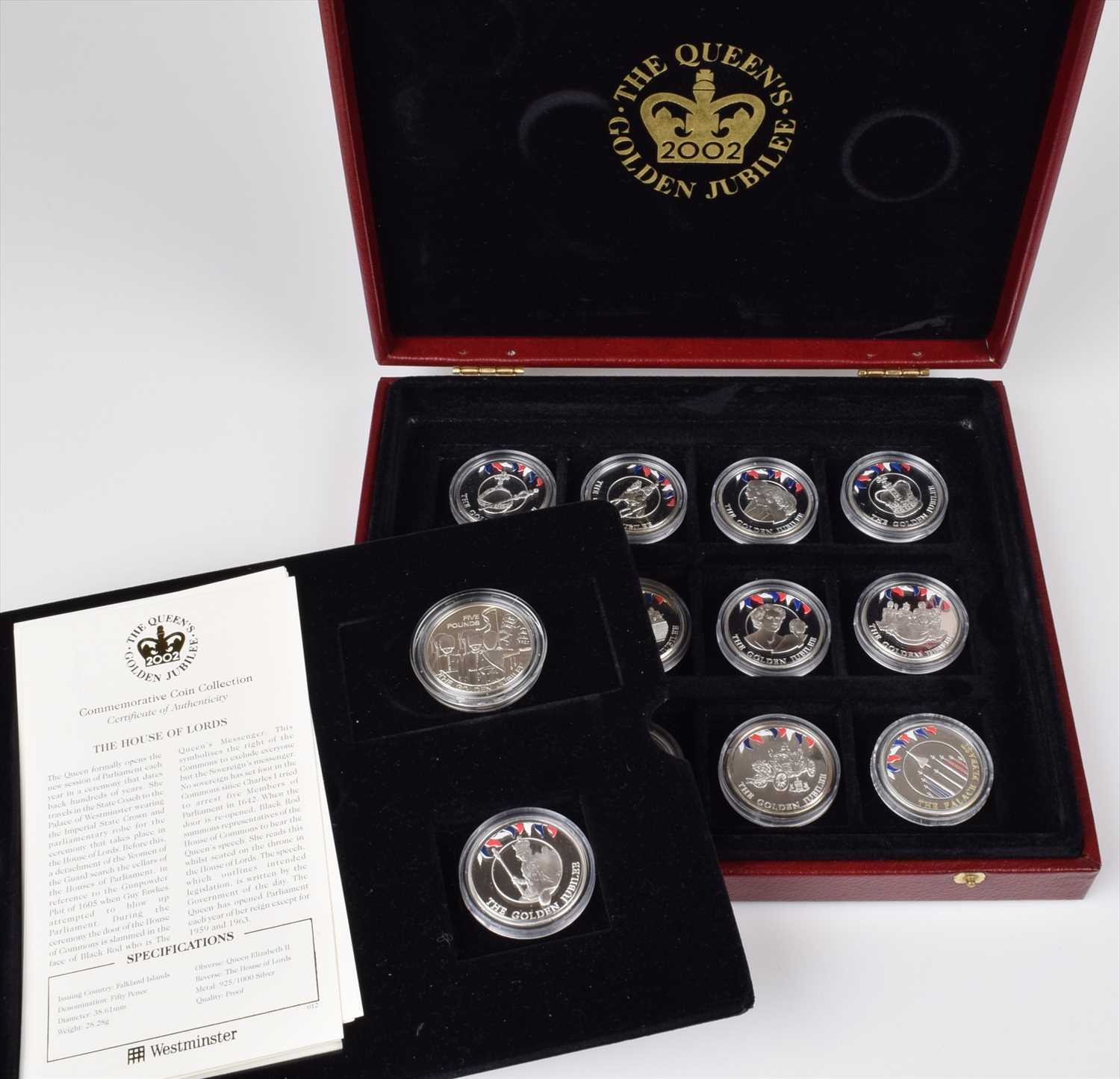 Lot 21 - Cased set of Queen's Golden Jubilee 2002 commemorative silver coins.