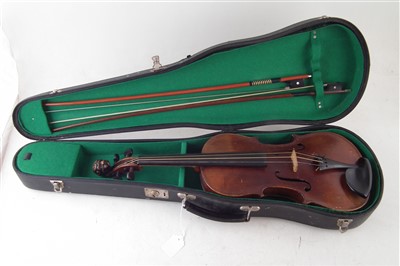 Lot 8 - German violin with lion head scroll and case