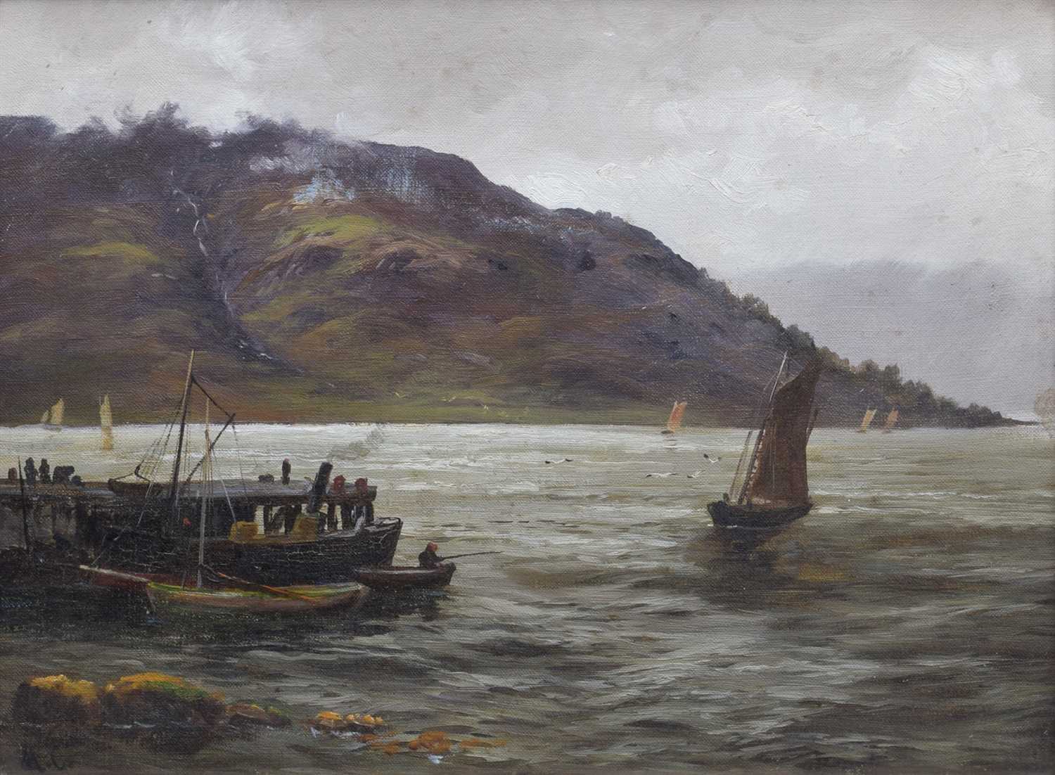 Lot 548 - H.H. Cubley, "The Pier, Fort William" oil.