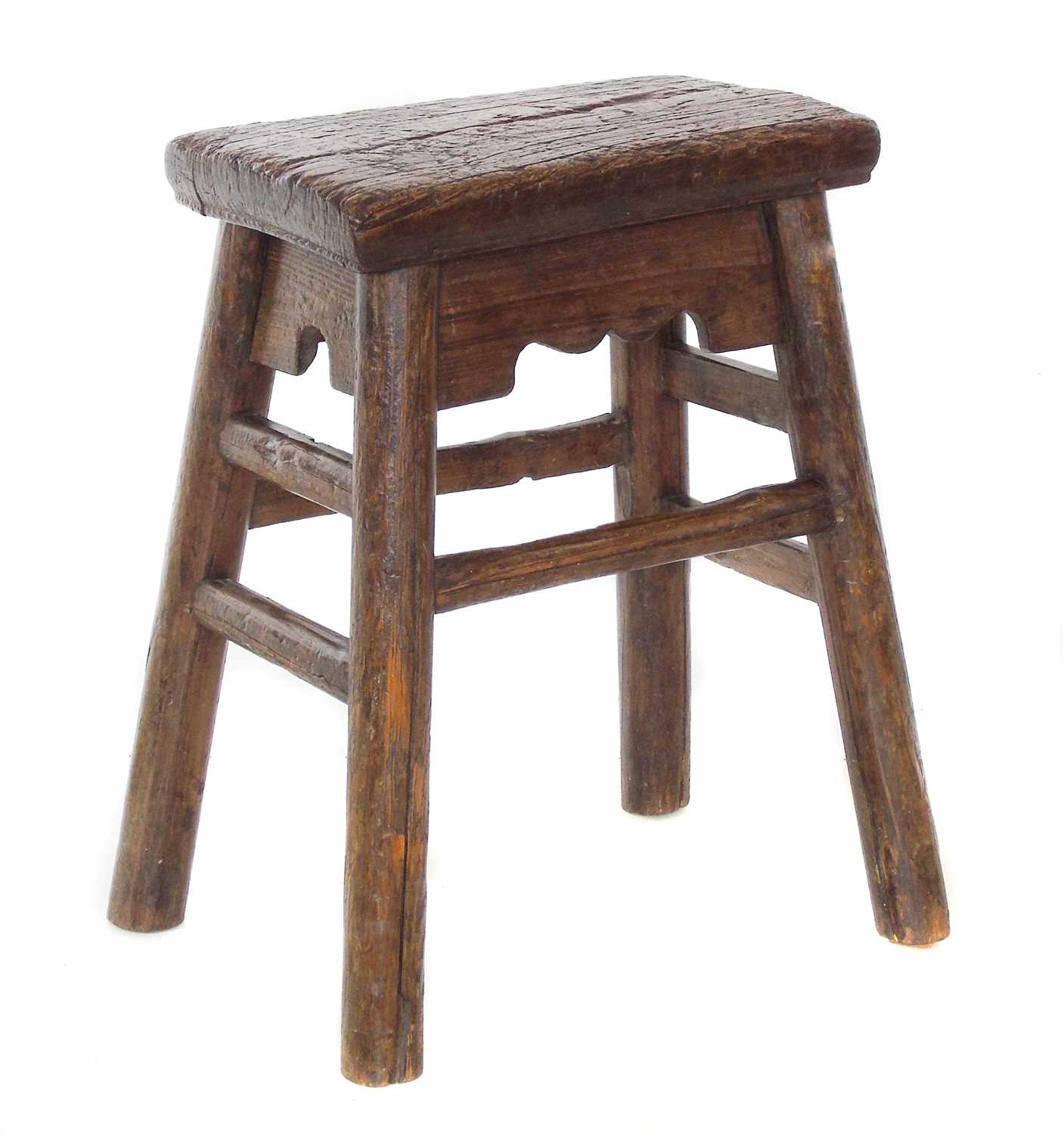 Lot 610 - 19th century Indian pine and hardwood stool