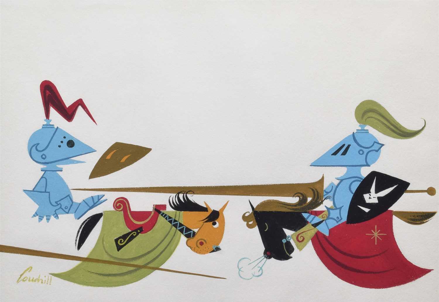 Lot 504 - Francis Coudrill, Historical scenes and mythical creatures, gouache (5).