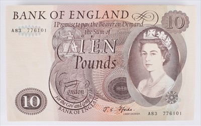 Lot 54 - One hundred consecutive Series "C" Portrait Issue (January 1967), Ten Pounds banknotes (100).
