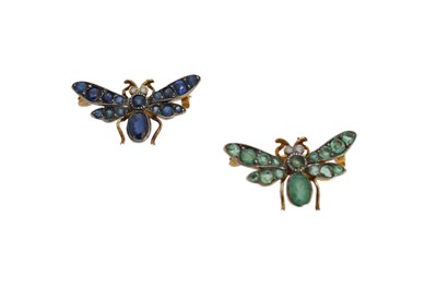 Lot 80 - Two diamond and gem-set bug brooches