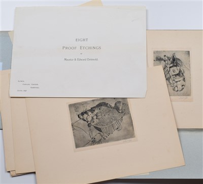 Lot 414 - Portfolio of eight proof etchings by Maurice & Edward Detmold, 1898.