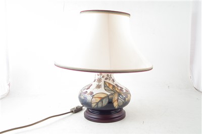Lot 348 - Moorcroft brambles pattern lamp and shade