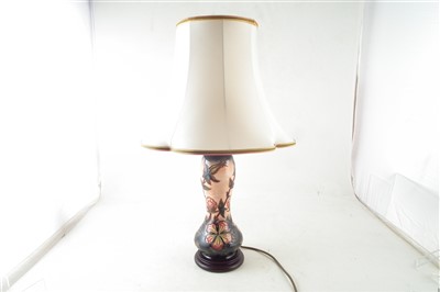 Lot 347 - Moorcroft Sweet Briar pattern lamp and shade