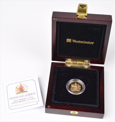 Lot 107 - 2012 Westminster Mint, Proof Jersey One Pound gold coin.
