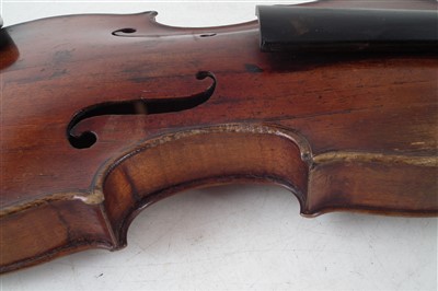 Lot 14 - German violin with three bows and a case