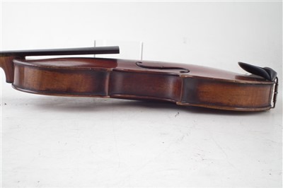 Lot 14 - German violin with three bows and a case