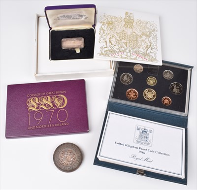 Lot 12 - Two UK Proof collections, Silver Wedding Anniversary tablet and The Chester Water Works Seal.