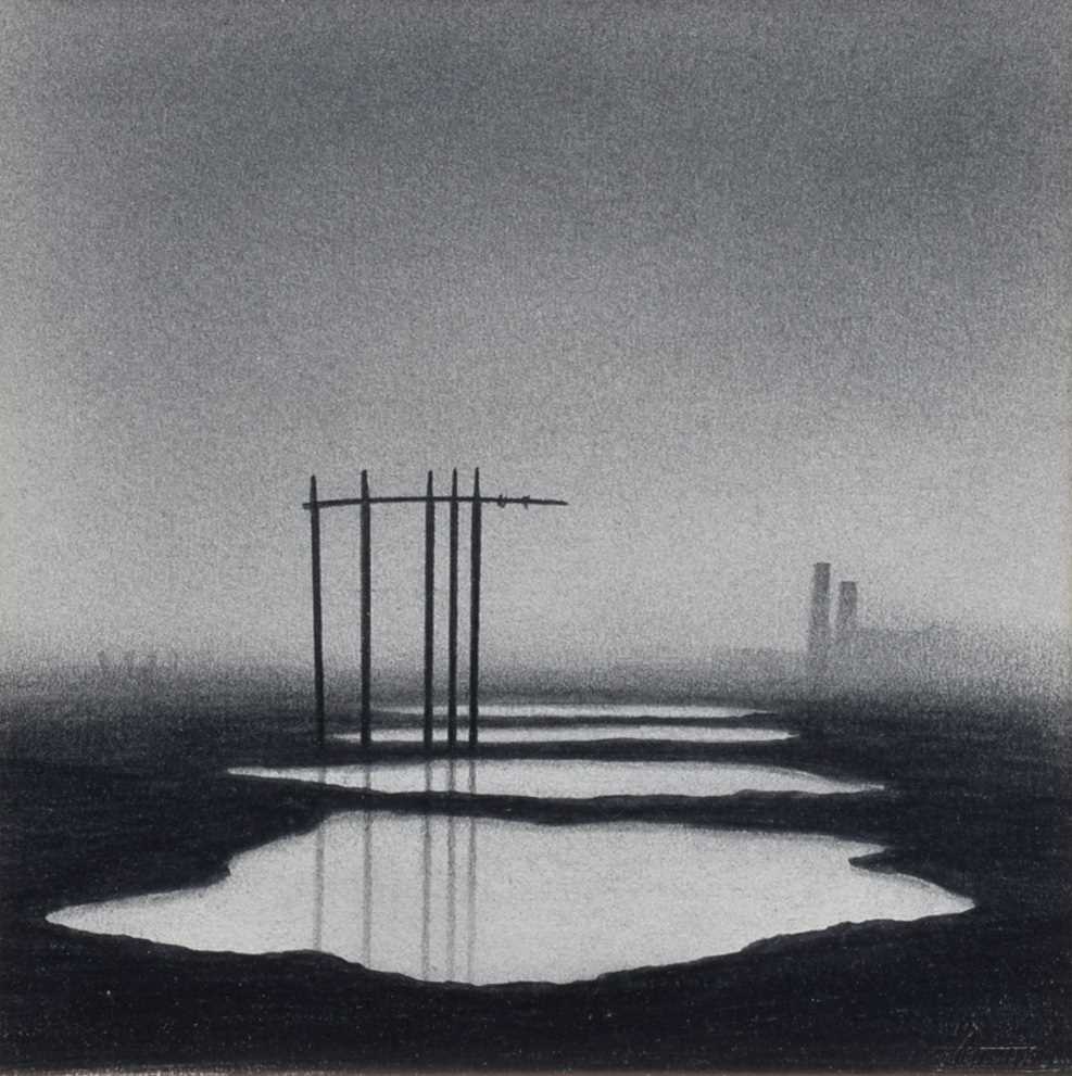 Lot 534 - Trevor Grimshaw, "Railings and Pools", graphite.