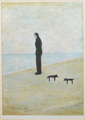 Lot 408 - After L.S. Lowry, "Man looking out to Sea", print.
