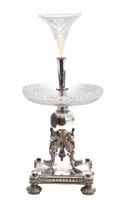 Lot 9 - A late Victorian silver plated and cut glass epergne