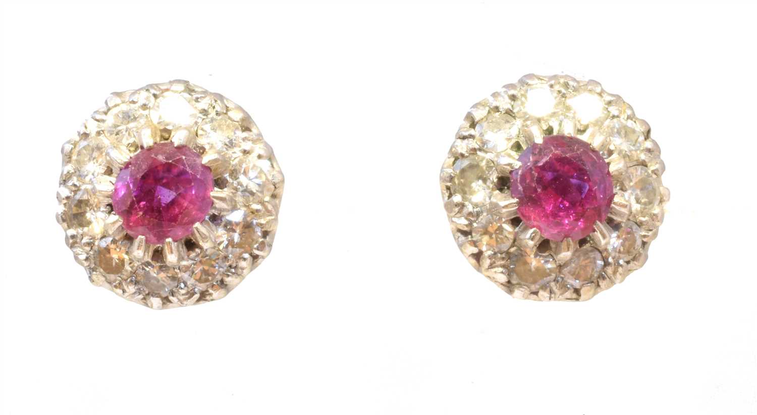 Lot 121 - A pair of Burmese pink sapphire and diamond