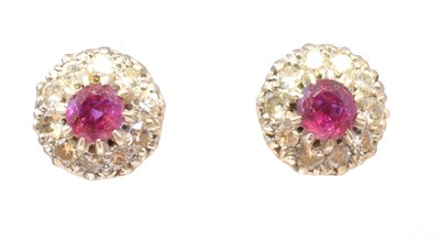 Lot 121 - A pair of Burmese pink sapphire and diamond earrings retailed by Wartski