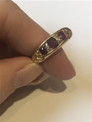 Lot 212 - A late Victorian 18ct gold ruby and diamond dress ring