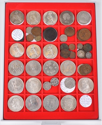 Lot 148 - Lindner tray of Crowns, Double Florins, Bank Token and Pennies.