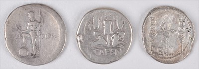 Lot 183 - Mark Antony legionary denarius, Julius Caesar denarius and Octavian denarius (3).