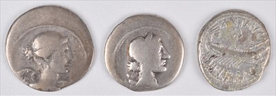 Lot 183 - Mark Antony legionary denarius, Julius Caesar denarius and Octavian denarius (3).