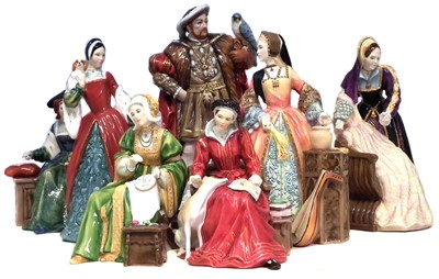 Lot 349 - Seven Royal Doulton figures of Henry VIII and his 6 wives