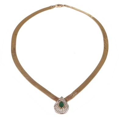 Lot 89 - An 18ct gold emerald and diamond necklace