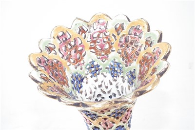 Lot 342 - Fischer. J. (Budapest) reticulated vase for Spelter base.