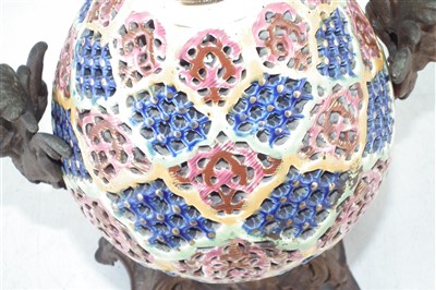 Lot 342 - Fischer. J. (Budapest) reticulated vase for Spelter base.