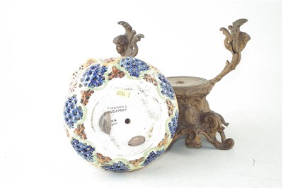 Lot 342 - Fischer. J. (Budapest) reticulated vase for Spelter base.
