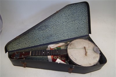 Lot 108 - George Formby banjolele with case and music