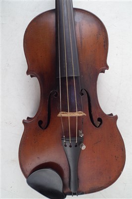 Lot 113 - German violin in case with two bows and an autoharp
