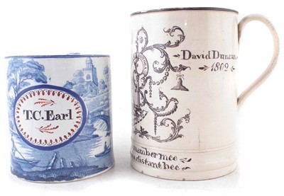 Lot 339 - Creamware tankard together with a pearlware mug
