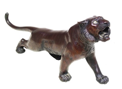 Lot 376 - Late 19th century Japanese cast bronze figure of stalking Tiger