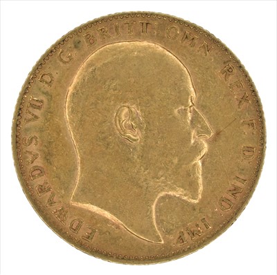 Lot 91 - George V 1913 and Edward VII 1907 gold sovereigns (2).
