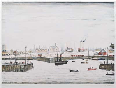 Lot 396 - After L.S. Lowry, "The Harbour", signed print.