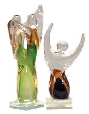 Lot 145 - Two Murano glass figure sculptures, the tallest stands 34cm high.