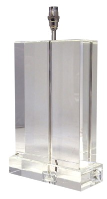 Lot 149 - Clear slab glass lamp, 46cm high.