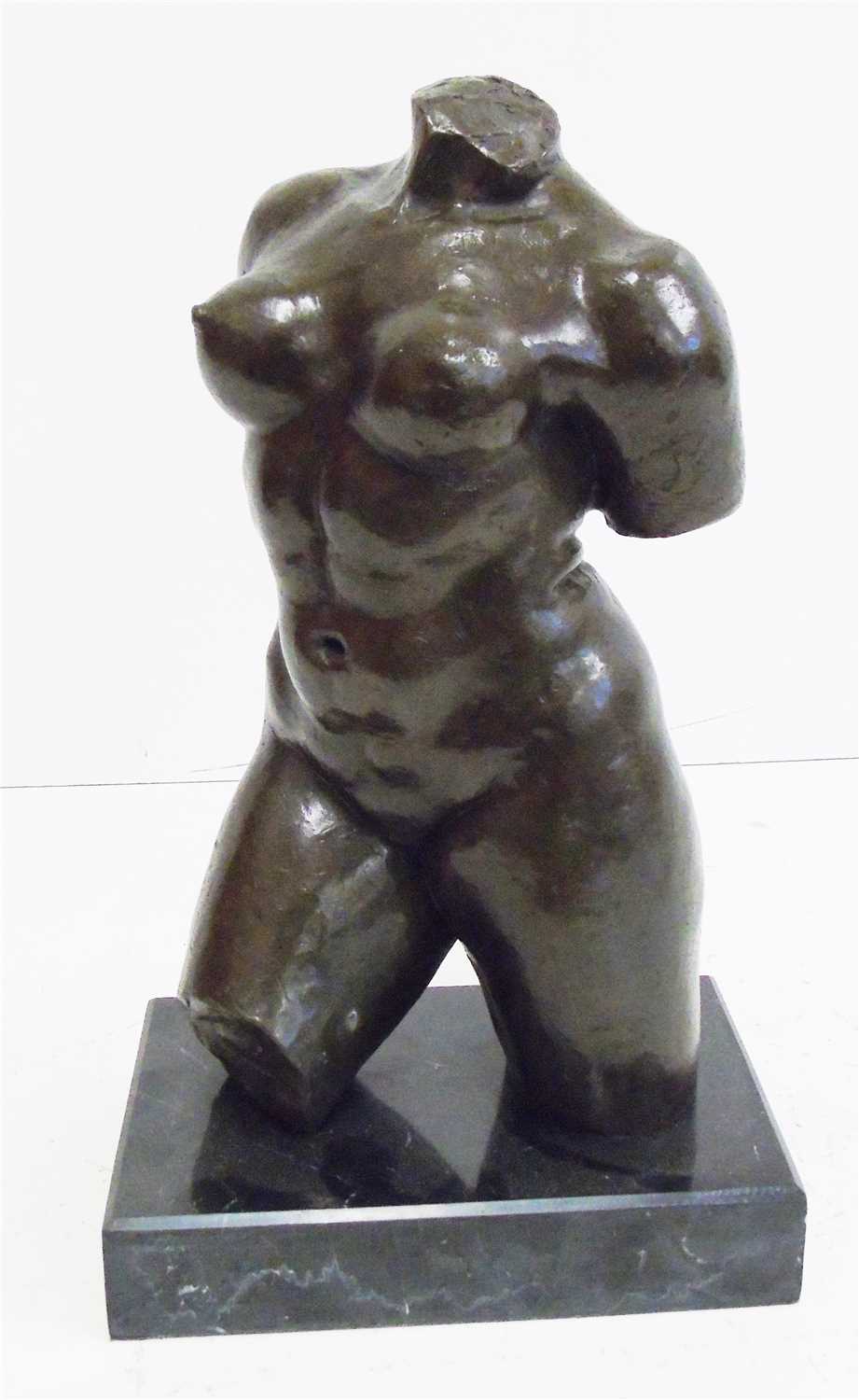 Lot 128 - 20th century bronze torso.