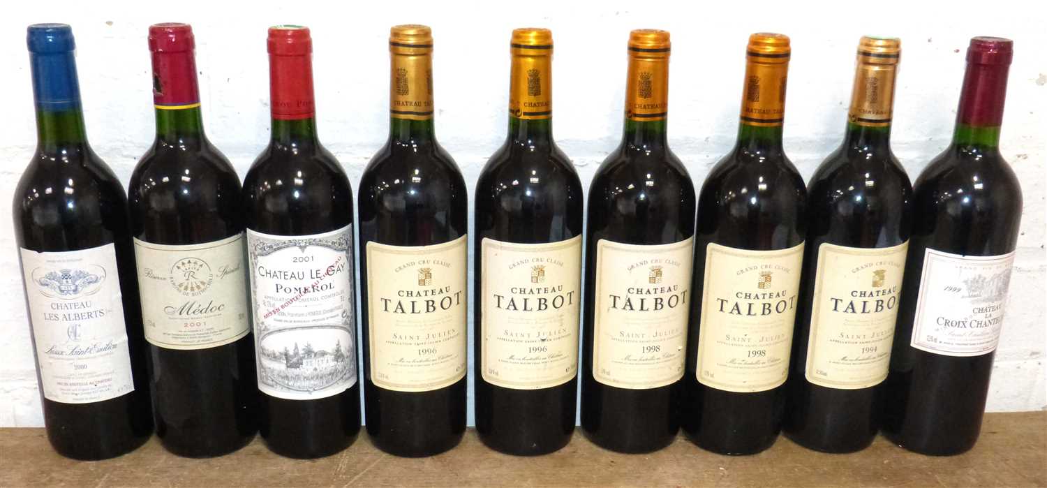 Lot 12 - 9 Bottles Fine and Classified Growth Claret including 3 vintages of Chateau Talbot