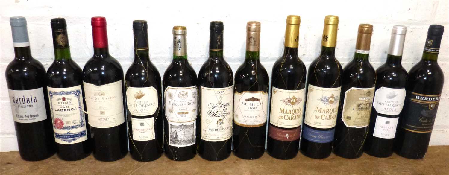 Lot 5 - 12 Bottles Mixed Lot Fine and very Fine Rioja, Ribera del Duero and Carinena