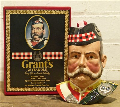 Lot 79 - Handcrafted and Hand-painted Royal Doulton “Character Jug” 75cl. Bottle William Grant 25 Years Old Blended Scotch Whisky