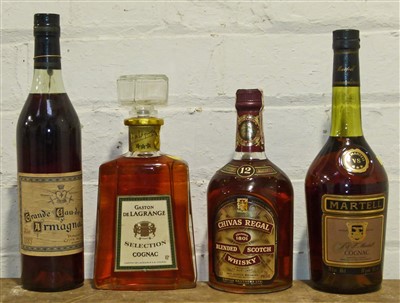 Lot 66 - 4 Bottles Mixed Lot Armagnac, Cognac and Whisky to include 1889 Vintage Armagnac