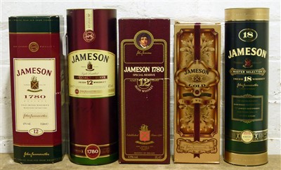 Lot 73 - 5 Bottles (including 3 x 1litre bottles) Mixed Lot Jameson Irish Whiskey
