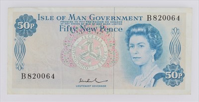 Lot 37 - Three Isle of Man banknotes to include 50p, One Pound and Five Pounds (3).