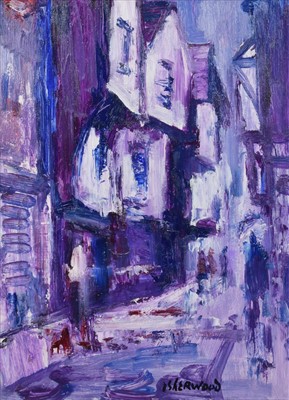 Lot 7 - J.L. Isherwood, "Rain, Shambles, York", oil.