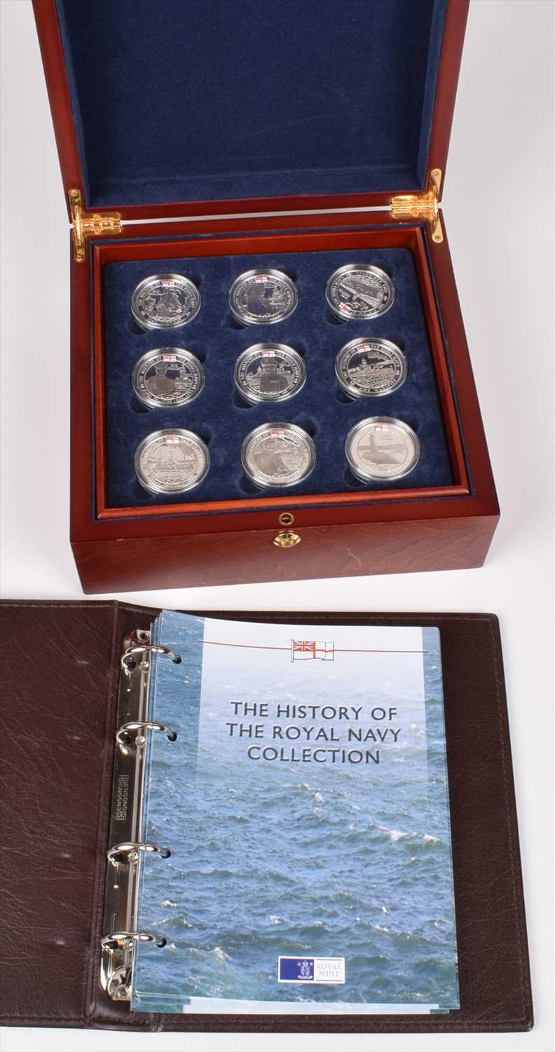 Lot 61 - Collection of Royal Mint "The History of the Royal Navy Collection" proof silver £5 coins.