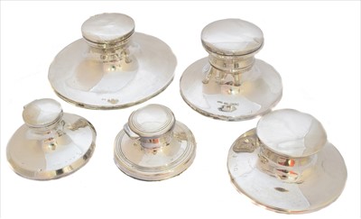Lot 10 - A collection of silver inkwells