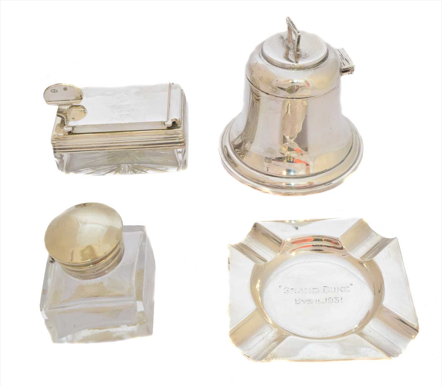 Lot 11 - A collection of silver inkwells