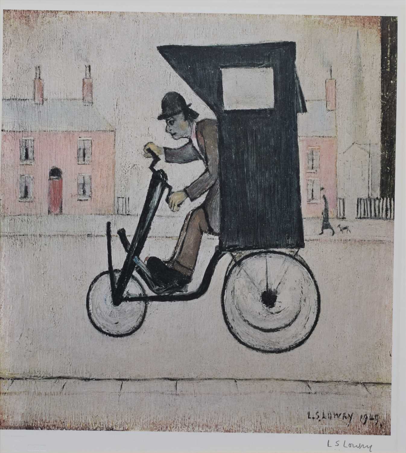 Lot 129 - After L.S. Lowry, "The Contraption", signed print and accompanying print sketches (2).
