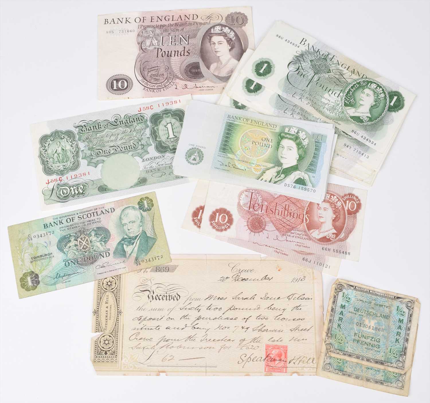 Lot 45 - Selection of British banknotes.