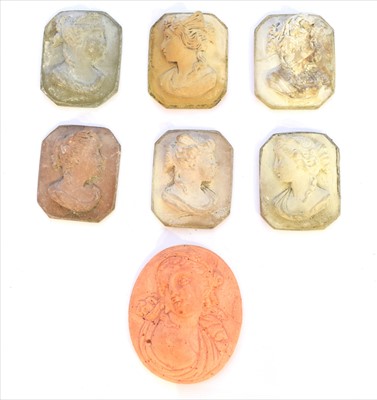 Lot 10 - Six loose lava cameos